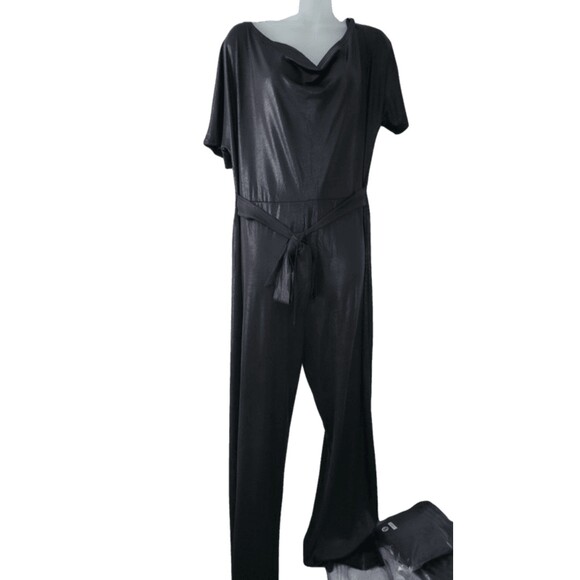Metallic Shiny Wide Leg Jumpsuit Party Clubwear Sz 4XL - Picture 3 of 7